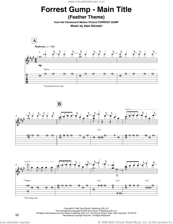 Forrest Gump - Main Title (Feather Theme) (arr. David Jaggs) sheet music for guitar solo by Alan Silvestri, intermediate skill level
