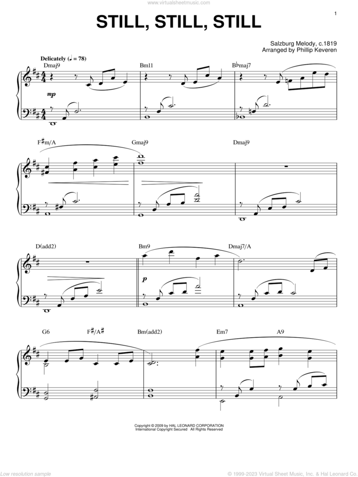 Still, Still, Still [Jazz version] (arr. Phillip Keveren) sheet music for piano solo by Salzburg Melody, Phillip Keveren and Miscellaneous, intermediate skill level