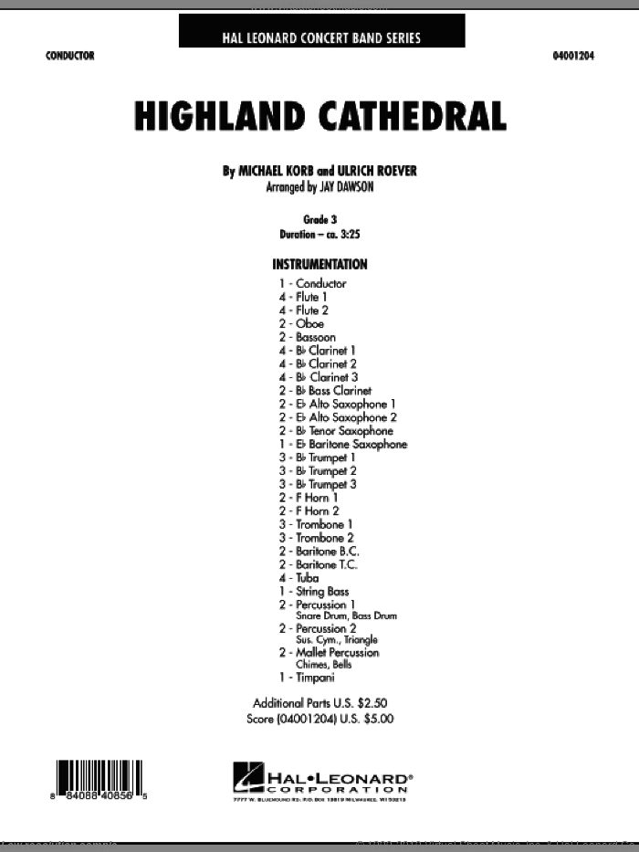 Highland Cathedral (COMPLETE) sheet music for concert band by Michael Korb, Jay Dawson and Ulrich Roever, intermediate skill level