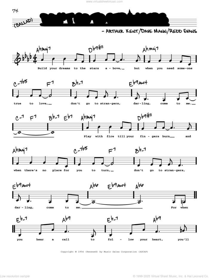 Don't Go To Strangers (Low Voice) sheet music for voice and other instruments (low voice) by Redd Evans, Arthur Kent and Dave Mann, intermediate skill level