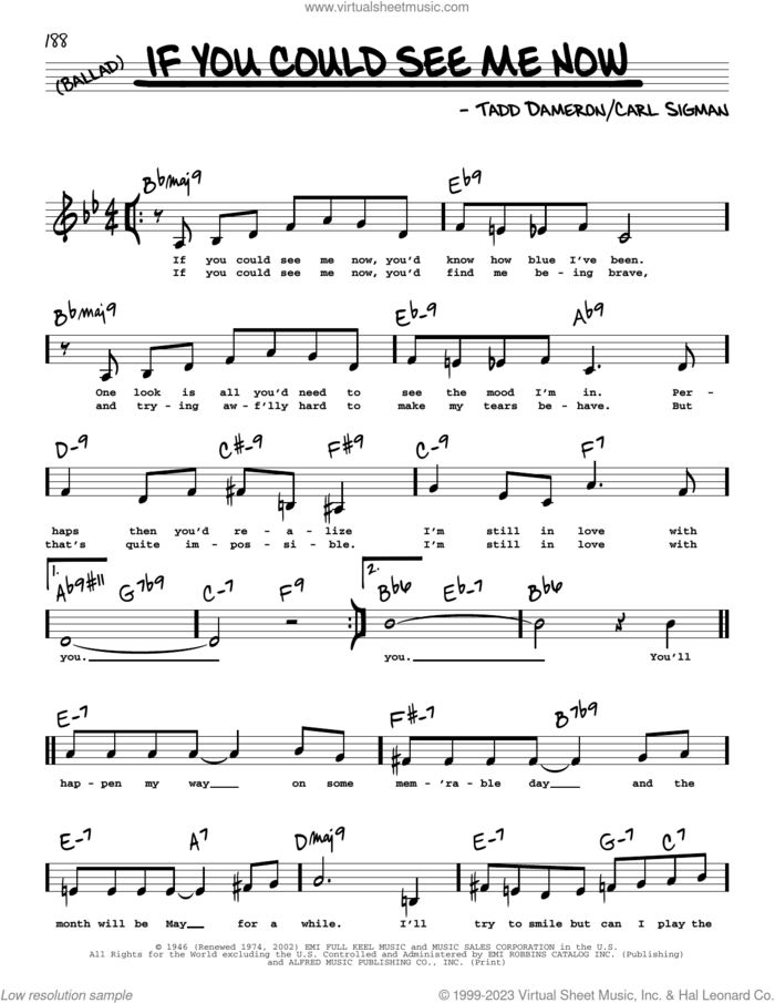 If You Could See Me Now (Low Voice) sheet music for voice and other instruments (low voice) by Carl Sigman and Tadd Dameron, intermediate skill level