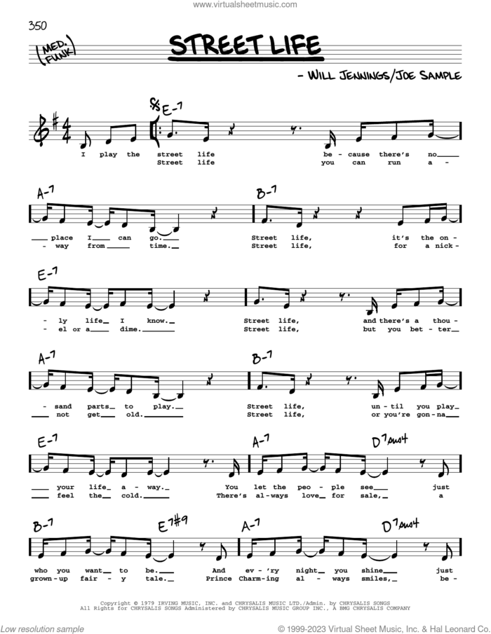 Street Life (Low Voice) sheet music for voice and other instruments (low voice) by The Crusaders, Joe Sample and Will Jennings, intermediate skill level