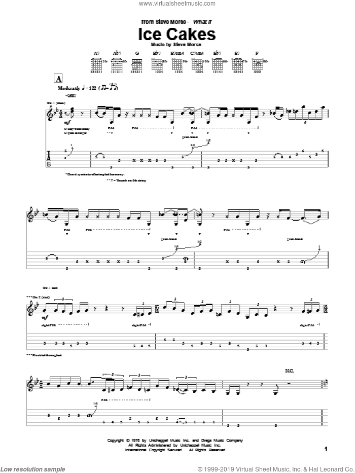 Ice Cakes sheet music for guitar (tablature) by Steve Morse and Dixie Dregs, intermediate skill level
