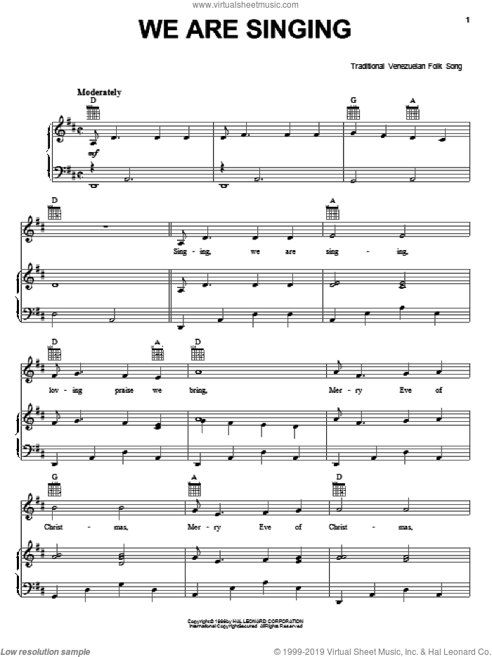 We Are Singing sheet music for voice, piano or guitar, intermediate skill level