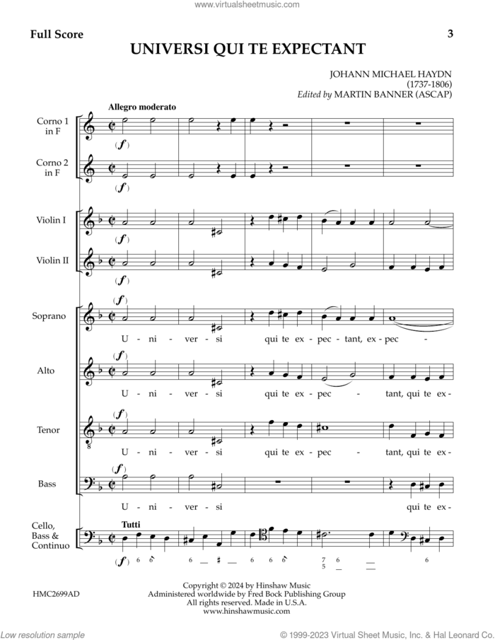 Universi Qui Te Expectant (COMPLETE) sheet music for orchestra/band (Score) by Johann Michael Hayden and Martin Banner, classical score, intermediate skill level