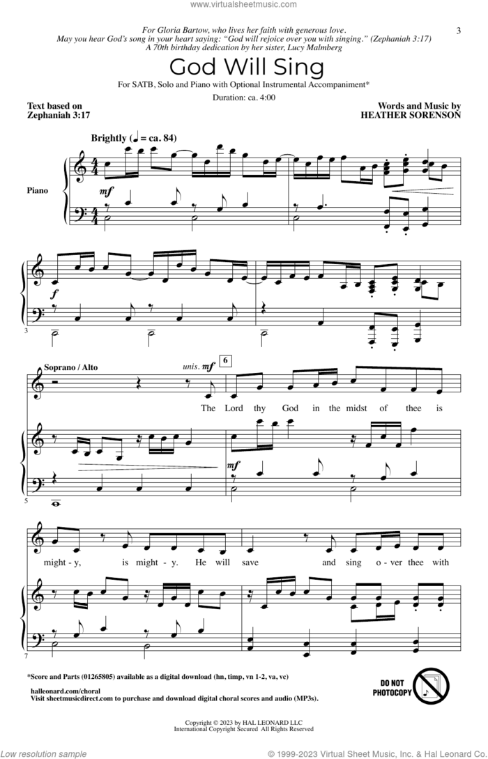 God Will Sing sheet music for choir (SATB: soprano, alto, tenor, bass) by Heather Sorenson, intermediate skill level