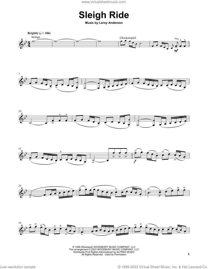 Sleigh Ride sheet music for two violins (duets, violin duets) by Lindsey Stirling, Leroy Anderson and Mitchell Parish, intermediate skill level