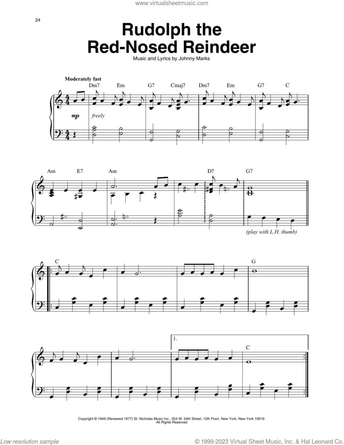 Rudolph The Red-Nosed Reindeer (arr. Maeve Gilchrist) sheet music for harp solo by Johnny Marks and Maeve Gilchrist, intermediate skill level