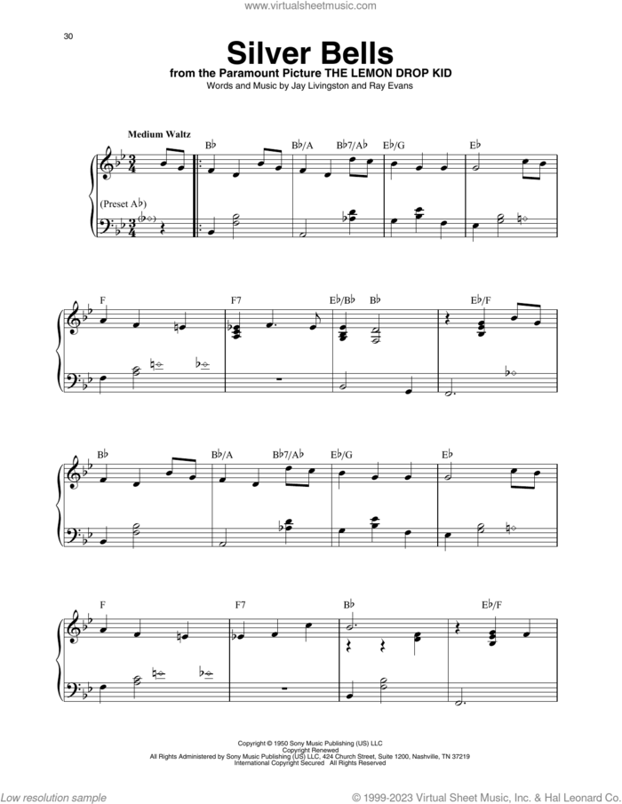 Silver Bells (arr. Maeve Gilchrist) sheet music for harp solo by Jay Livingston, Maeve Gilchrist and Ray Evans, intermediate skill level