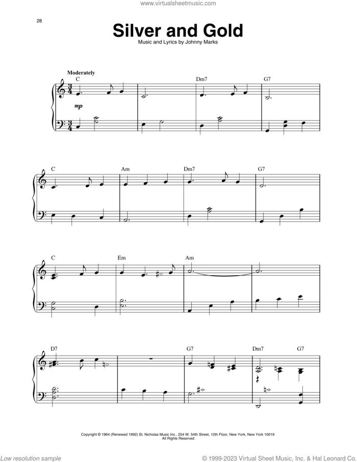 Silver And Gold (arr. Maeve Gilchrist) sheet music for harp solo by Johnny Marks and Maeve Gilchrist, intermediate skill level