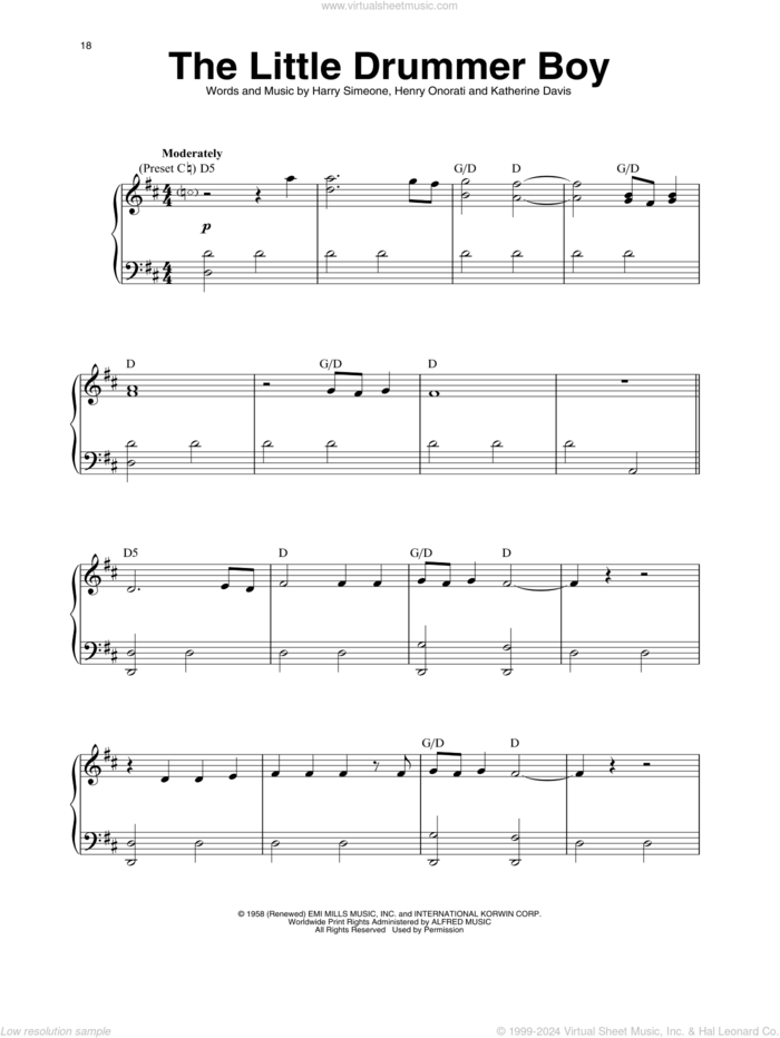 The Little Drummer Boy (arr. Maeve Gilchrist) sheet music for harp solo by Katherine Davis, Maeve Gilchrist, Harry Simeone and Henry Onorati, intermediate skill level