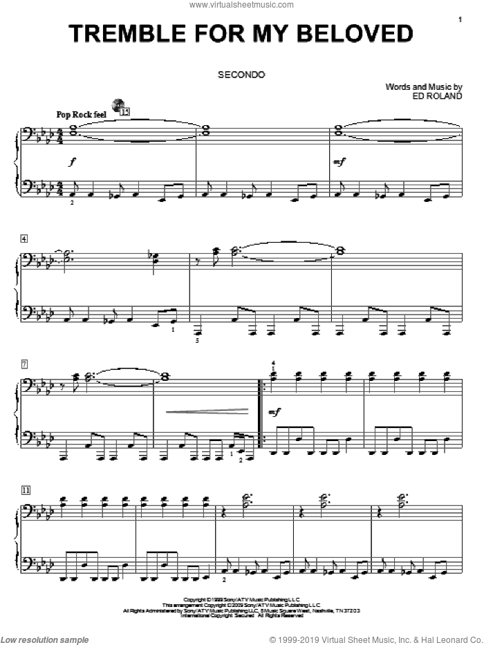 Tremble For My Beloved sheet music for piano four hands by Collective Soul, Twilight (Movie) and Ed Roland, intermediate skill level
