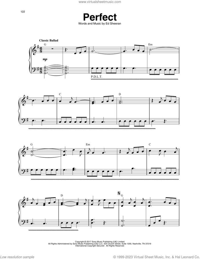 Perfect sheet music for harp solo by Ed Sheeran, intermediate skill level