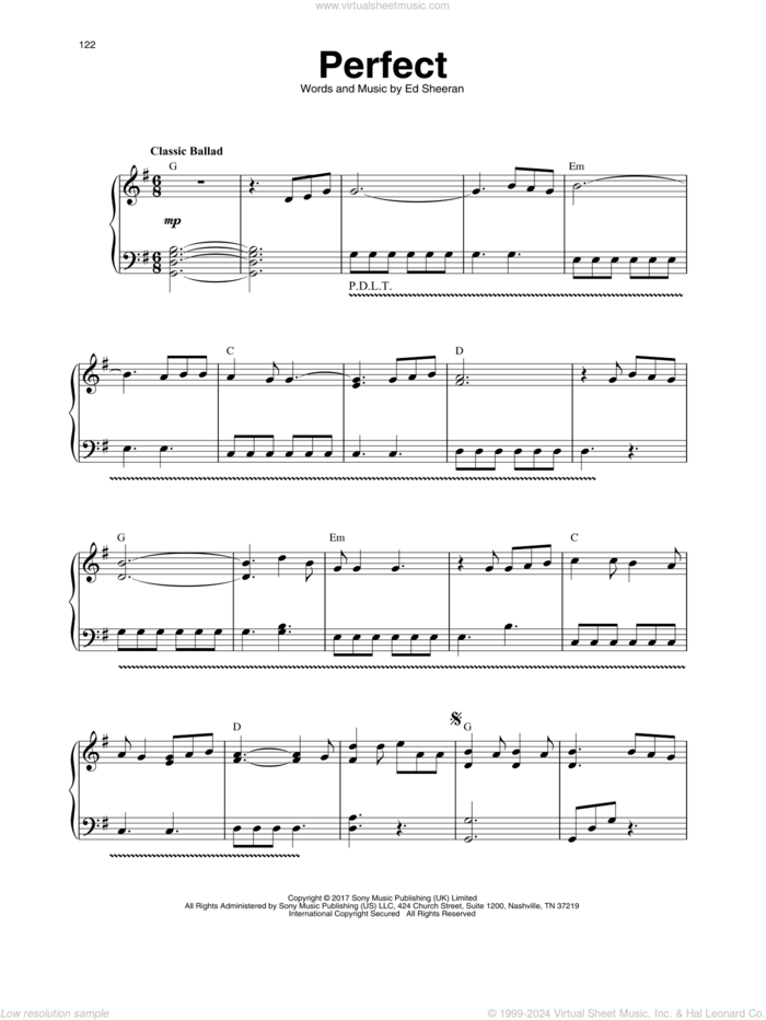 Perfect sheet music for harp solo by Ed Sheeran, intermediate skill level