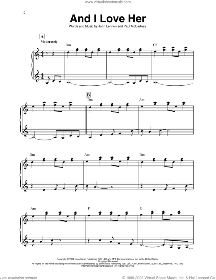 And I Love Her (arr. Maeve Gilchrist) sheet music for harp solo by The Beatles, Maeve Gilchrist, John Lennon and Paul McCartney, intermediate skill level