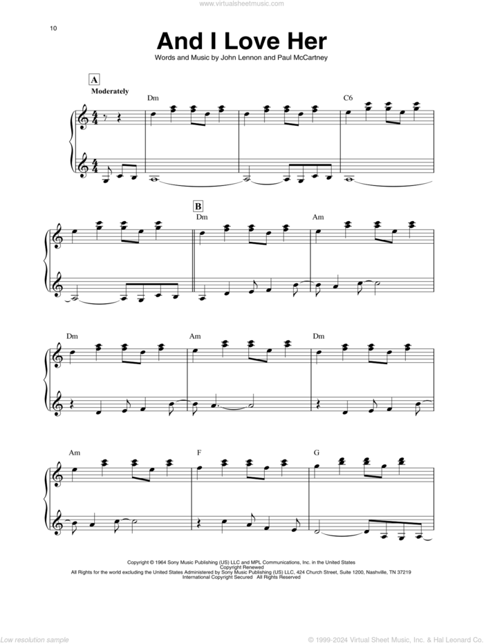 And I Love Her (arr. Maeve Gilchrist) sheet music for harp solo by The Beatles, Maeve Gilchrist, John Lennon and Paul McCartney, intermediate skill level