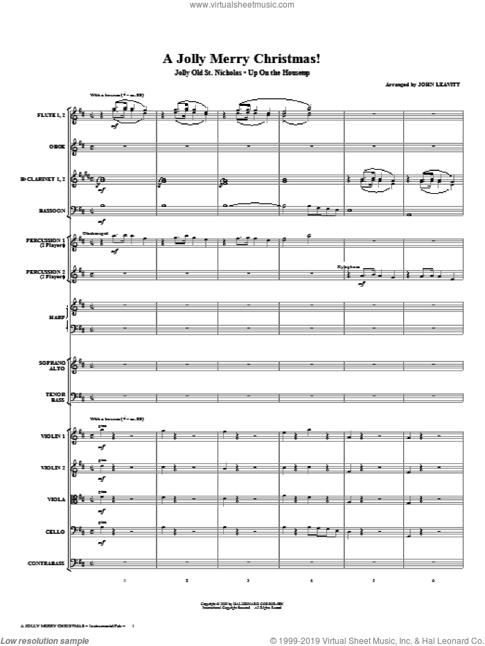 A Jolly Merry Christmas (COMPLETE) sheet music for orchestra/band (chamber ensemble) by John Leavitt and Miscellaneous, intermediate skill level