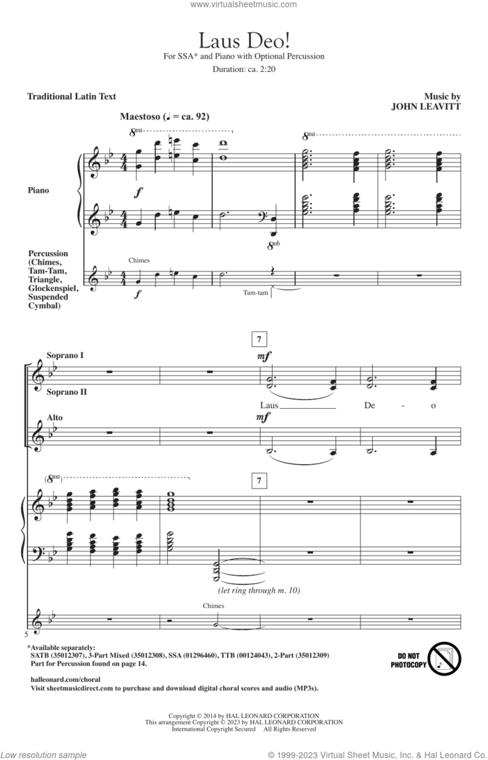 Laus Deo! sheet music for choir (SSA: soprano, alto) by John Leavitt and Miscellaneous, intermediate skill level