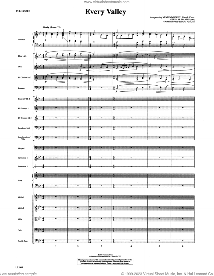 Every Valley (from The Winter Rose) (arr. Brant Adams) (COMPLETE) sheet music for orchestra/band (Orchestra) by Joseph M. Martin and Brant Adams, intermediate skill level