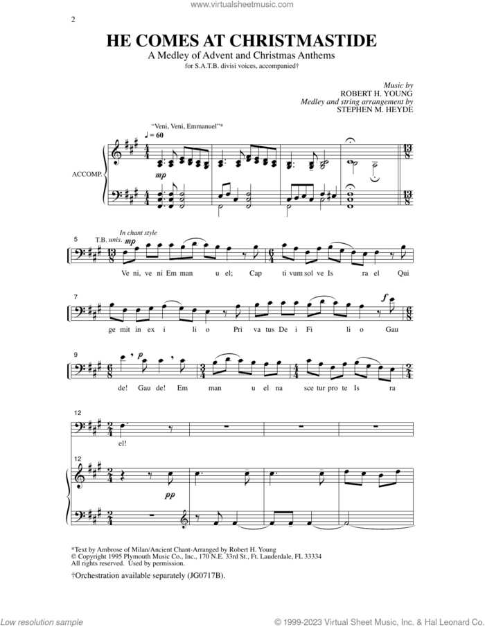 He Comes At Christmastide (arr. Stephen Heyde) sheet music for choir (SATB: soprano, alto, tenor, bass) by Robert Young and Stephen Heyde, intermediate skill level