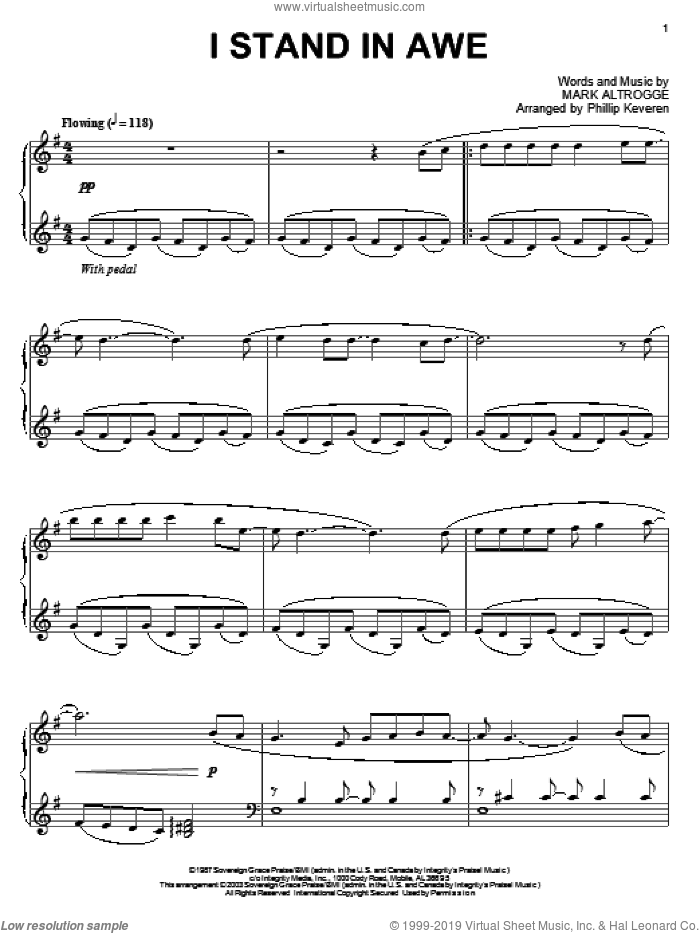 I Stand In Awe (arr. Phillip Keveren) sheet music for piano solo by Mark Altrogge, Phillip Keveren and Sovereign Grace Music, intermediate skill level
