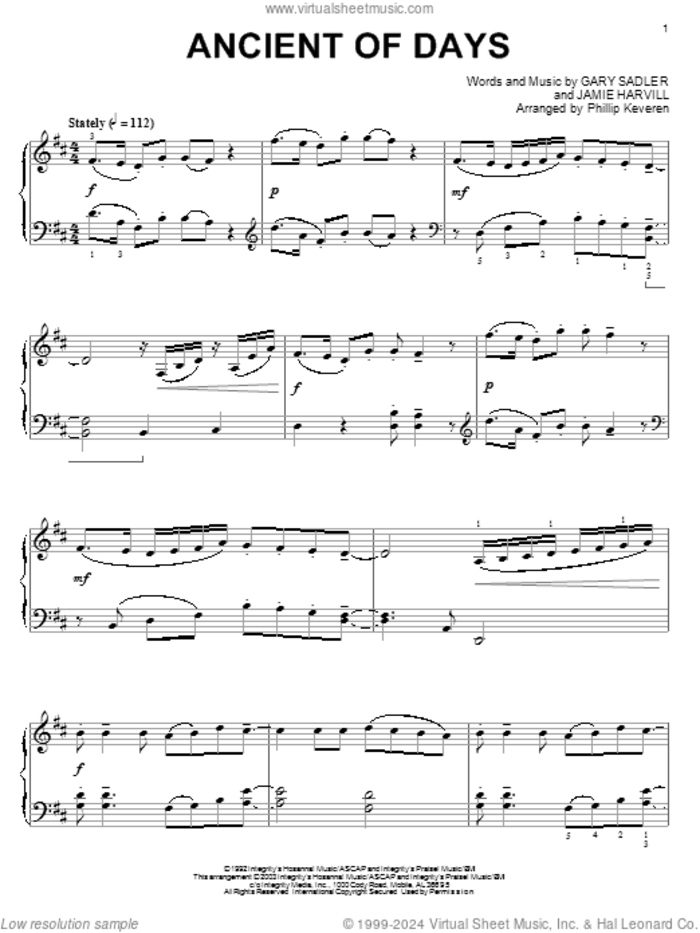 Ancient Of Days (arr. Phillip Keveren) sheet music for piano solo by Petra, Phillip Keveren, Gary Sadler and Jamie Harvill, intermediate skill level