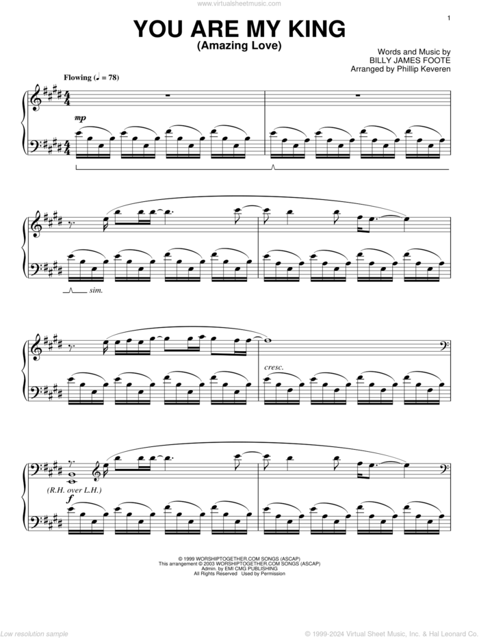 You Are My King (Amazing Love) (arr. Phillip Keveren) sheet music for piano solo by Newsboys, Phillip Keveren and Billy Foote, intermediate skill level