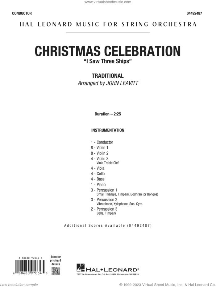 Christmas Celebration ('I Saw Three Ships') (arr. John Leavitt) (COMPLETE) sheet music for orchestra  and John Leavitt, intermediate skill level