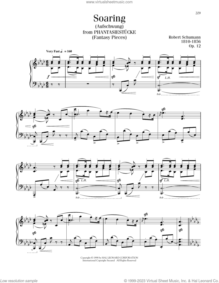 Soaring (Aufschwung), Op. 12, No. 2 sheet music for piano solo by Robert Schumann, Blake Neely and Richard Walters, classical score, intermediate skill level