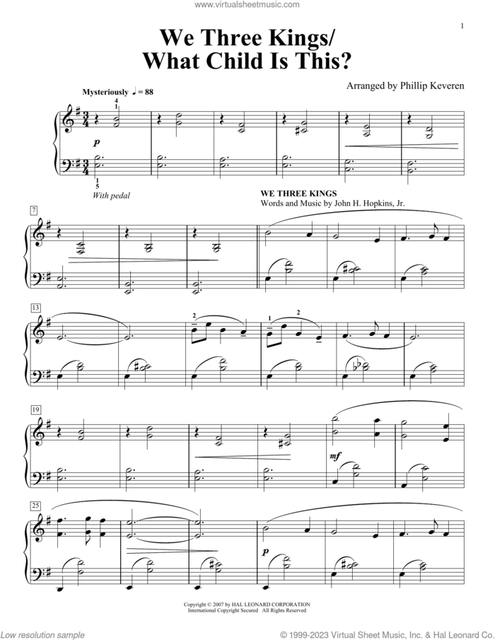 We Three Kings/What Child Is This (arr. Phillip Keveren) sheet music for piano solo by John H. Hopkins, Jr., Phillip Keveren and Miscellaneous, intermediate skill level