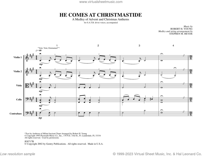 He Comes At Christmastide (arr. Stephen M. Heyde) (COMPLETE) sheet music for orchestra/band (Instrumental Accompaniment) by Robert H. Young and Stephen M. Heyde, intermediate skill level