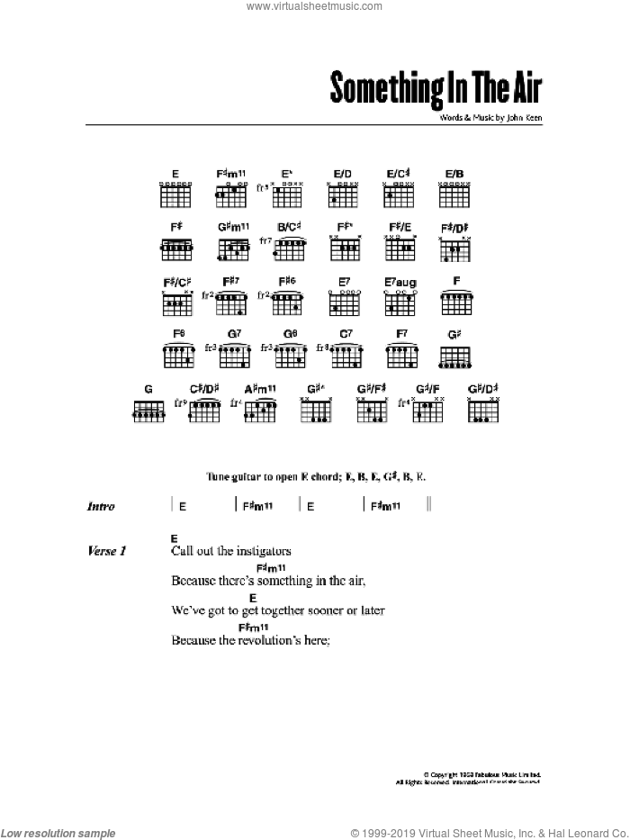 Something In The Air sheet music for guitar (chords) by Thunderclap Newman and John Keen, intermediate skill level
