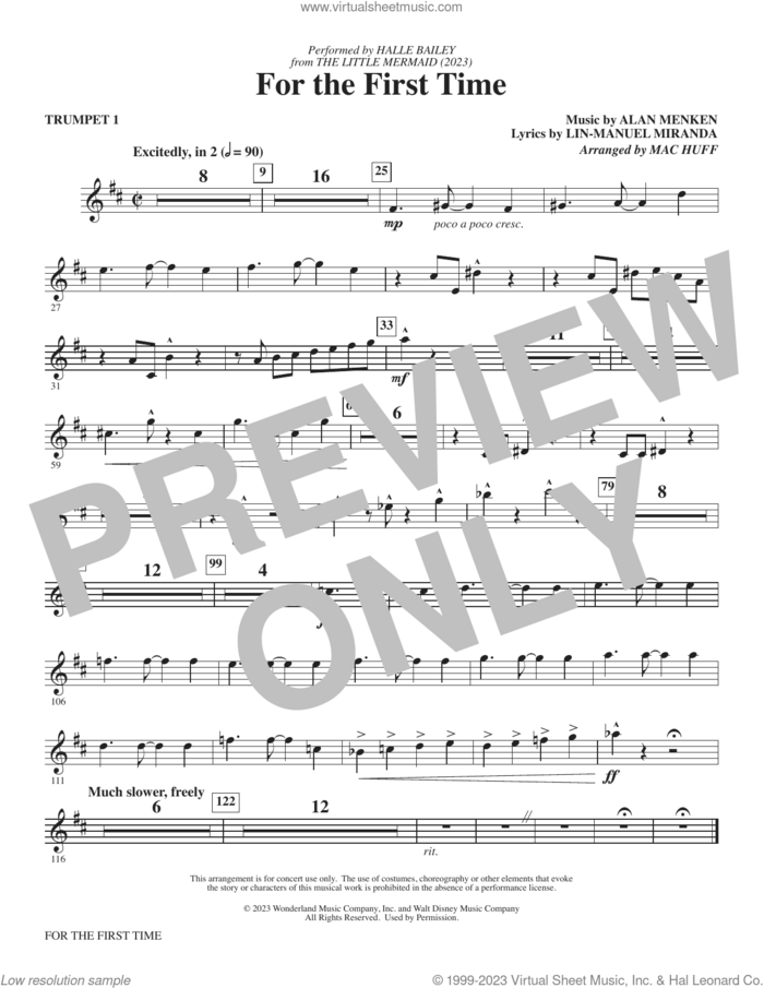 For The First Time (from The Little Mermaid) (2023) (arr. Mac Huff) (complete set of parts) sheet music for orchestra/band (Instrumental Accompaniment) by Halle Bailey, Alan Menken, Lin-Manuel Miranda and Mac Huff, intermediate skill level