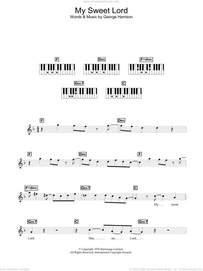 My Sweet Lord sheet music for piano solo (chords, lyrics, melody) by George Harrison, intermediate piano (chords, lyrics, melody)