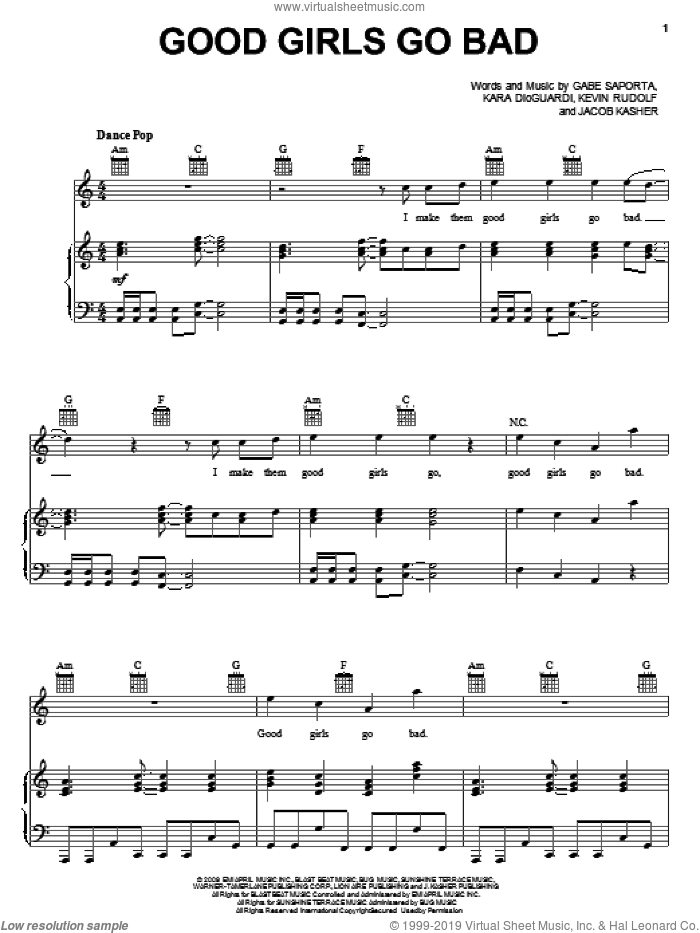 Good Girls Go Bad sheet music for voice, piano or guitar by Cobra Starship featuring Leighton Meester, Cobra Starship, Leighton Meester, Gabe Saporta, Jacob Kasher, Kara DioGuardi and Kevin Rudolf, intermediate skill level