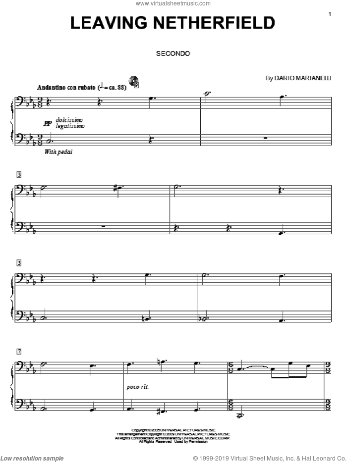 Leaving Netherfield sheet music for piano four hands by Dario Marianelli, Carol Klose and Pride & Prejudice (Movie), intermediate skill level