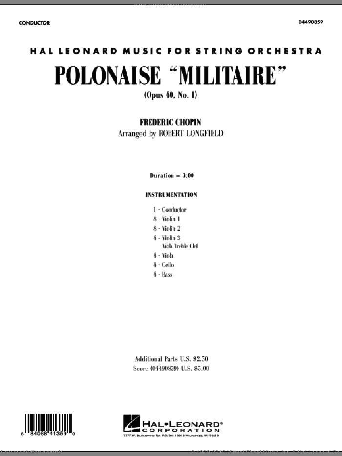 Polonaise Militaire (COMPLETE) sheet music for orchestra by Robert Longfield and Frederic Chopin, classical score, intermediate skill level