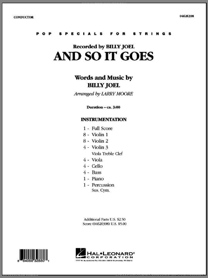 And So It Goes (COMPLETE) sheet music for orchestra by Billy Joel and Larry Moore, intermediate skill level