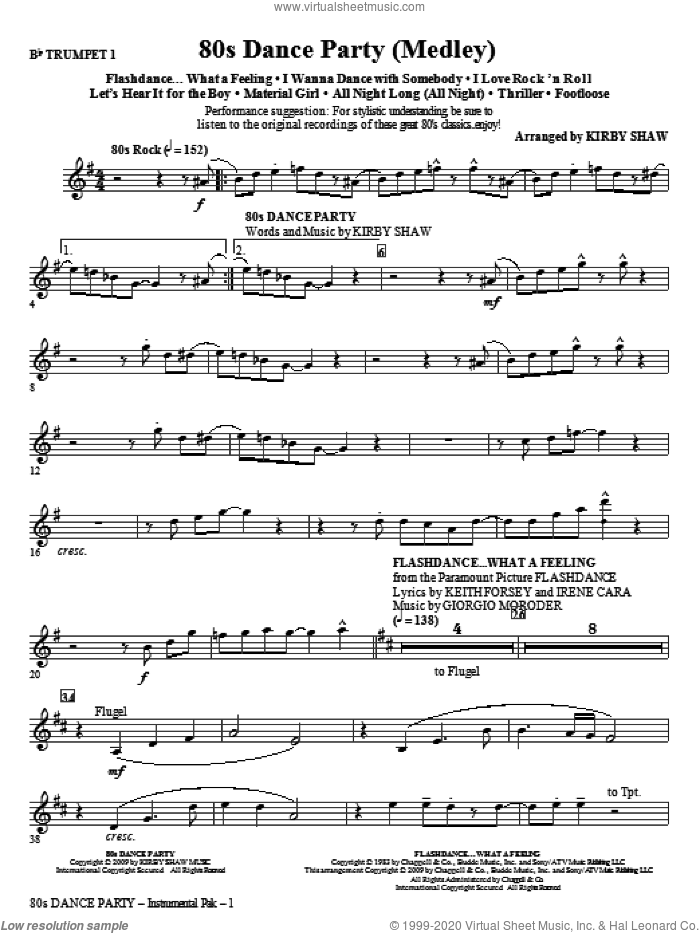80s Dance Party (Medley) (complete set of parts) sheet music for orchestra/band by Kirby Shaw, intermediate skill level
