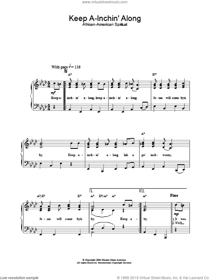 Keep A-Inchin' Along sheet music for piano solo, easy skill level