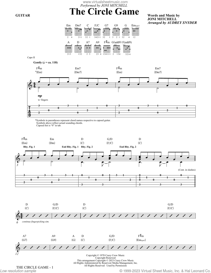 The Circle Game (arr. Audrey Snyder) (complete set of parts) sheet music for orchestra/band by Audrey Snyder and Joni Mitchell, intermediate skill level