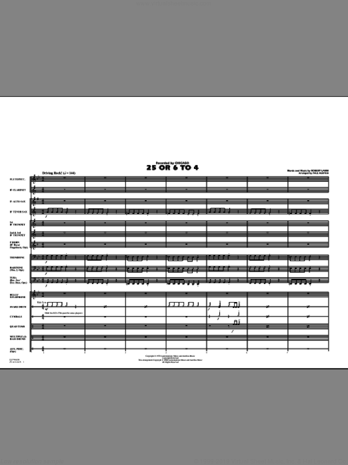 25 Or 6 To 4 (COMPLETE) sheet music for marching band by Paul Murtha, Robert Lamm and Chicago, intermediate skill level