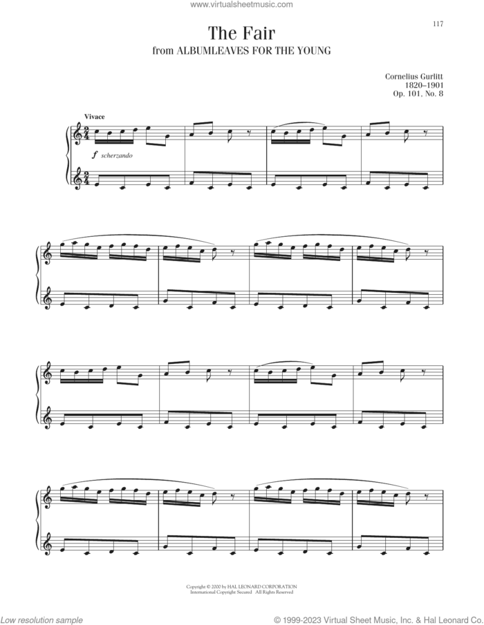 The Fair, Op. 101, No. 8 sheet music for piano solo by Cornelius Gurlitt, classical score, intermediate skill level