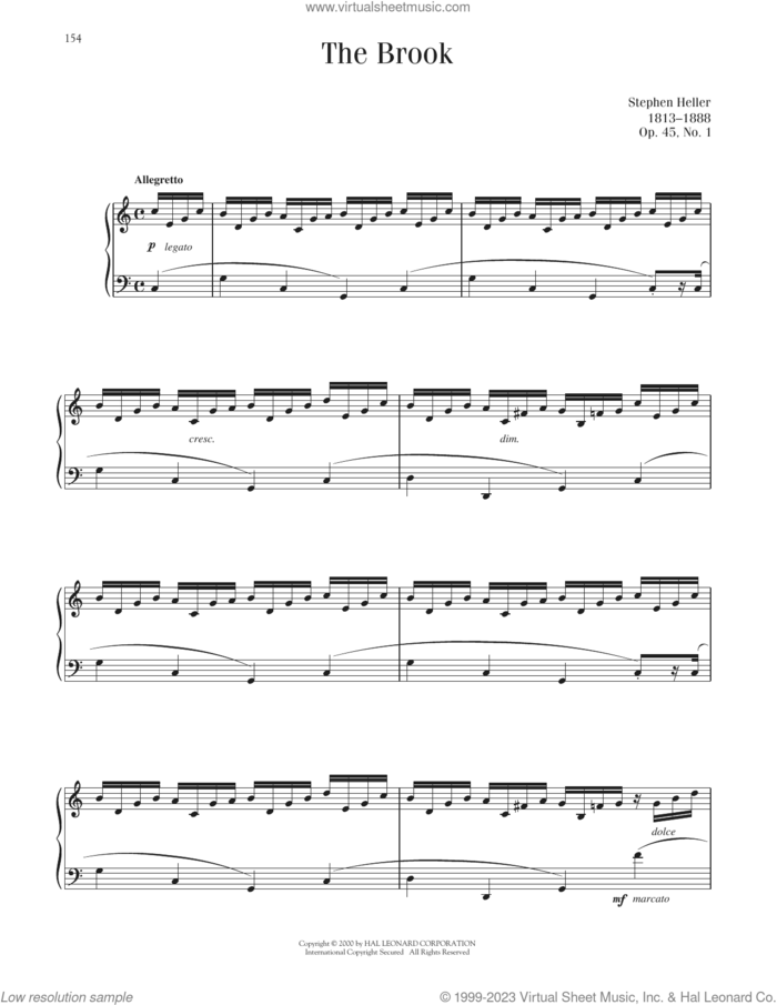 The Brook, Op. 45, No. 1 sheet music for piano solo by Stephen Heller, classical score, intermediate skill level