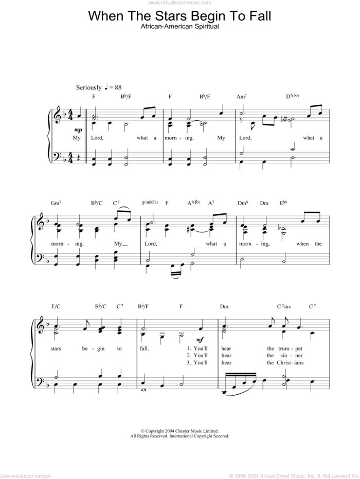 When The Stars Begin To Fall sheet music for piano solo, easy skill level