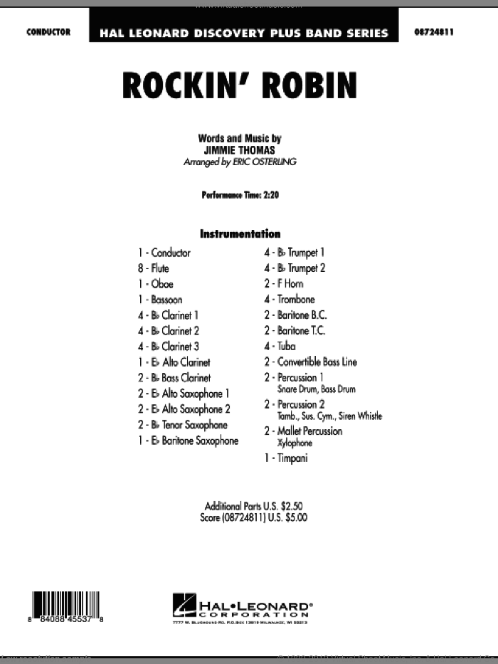 Rockin' Robin (COMPLETE) sheet music for concert band by Jimmie Thomas, Bobby Day, Eric Osterling and Michael Jackson, intermediate skill level