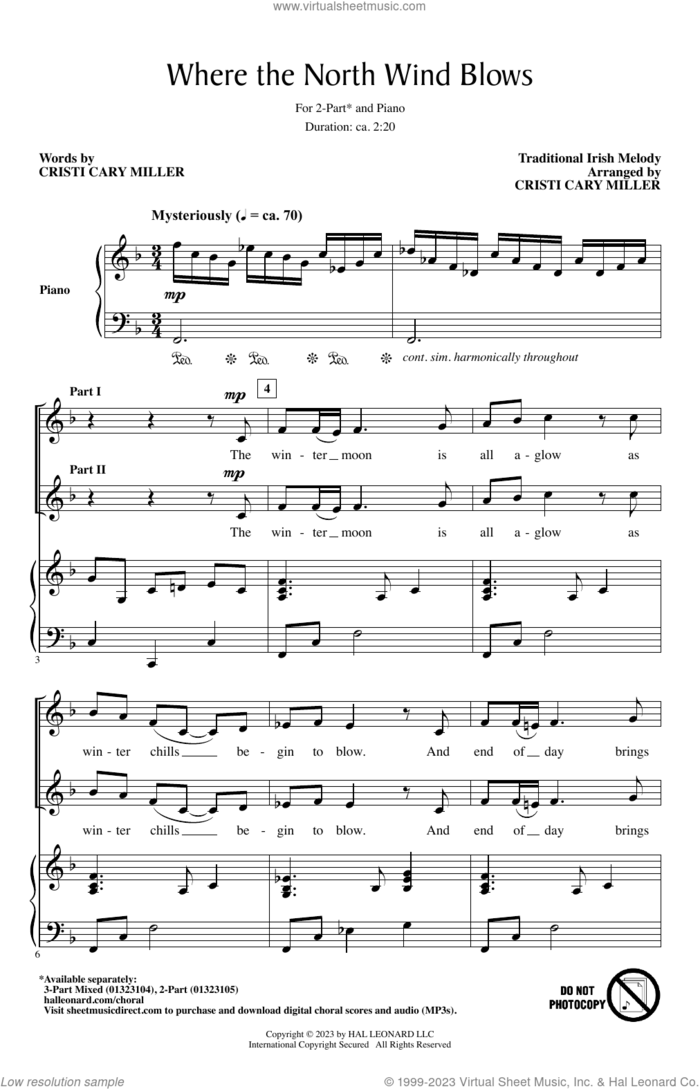 Where The North Wind Blows (arr. Cristi Cary Miller) sheet music for choir (2-Part)  and Cristi Cary Miller, intermediate duet
