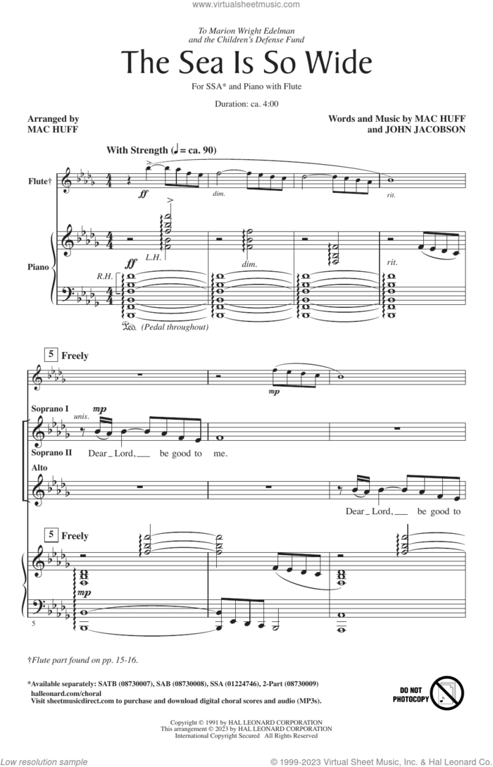 The Sea Is So Wide (arr. Mac Huff) sheet music for choir (SSA: soprano, alto) by Mac Huff and John Jacobson, John Jacobson and Mac Huff, intermediate skill level
