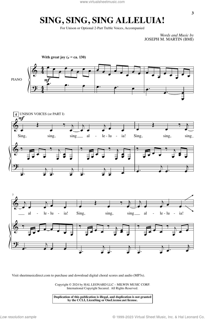 Sing, Sing, Sing Alleluia! sheet music for choir (2-Part) by Joseph M. Martin, intermediate duet