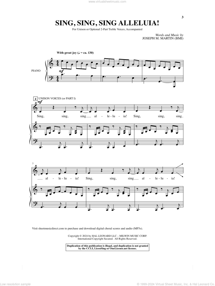 Sing, Sing, Sing Alleluia! sheet music for choir (2-Part) by Joseph M. Martin, intermediate duet